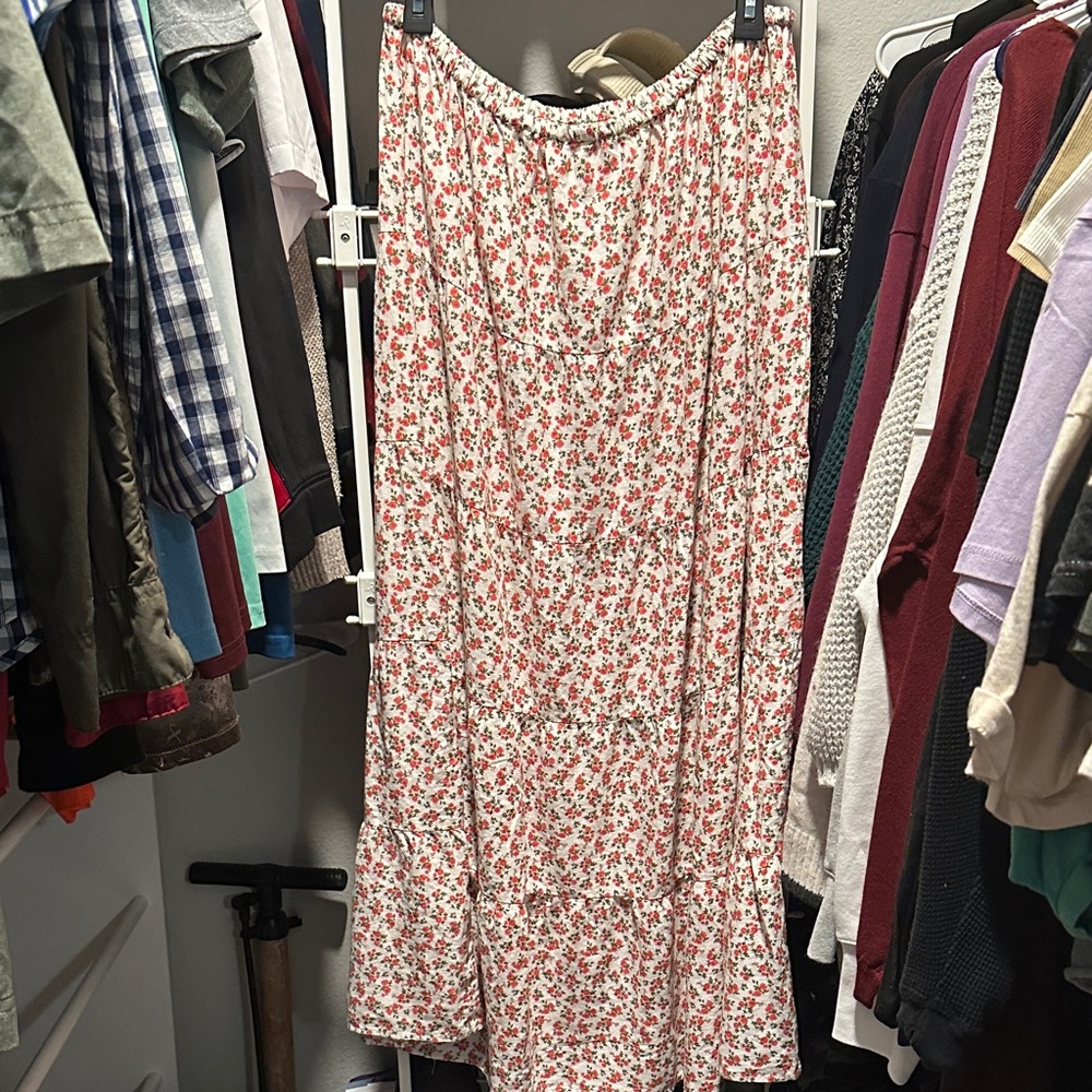 Cotton On Red and White Floral Maxi Skirt